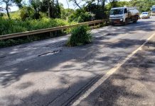 Buraco em ponte da BR 365 estoura vários pneus, causa acidentes e motoristas cobram providências