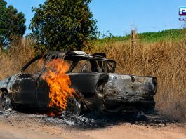 Veículo pega fogo e fica completamente destruído na MG-462 em Patrocínio